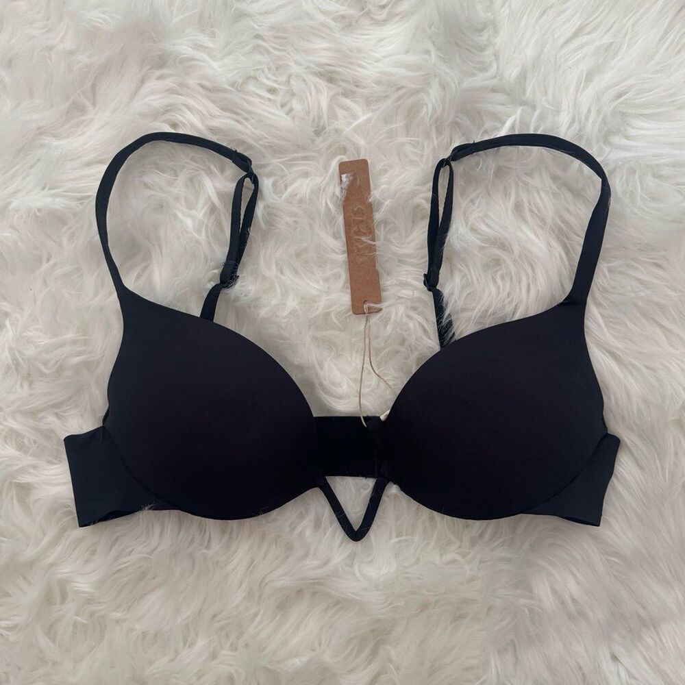 Skims Ultimate Deep V Plunge Pushup Bra Onyx Size 34A